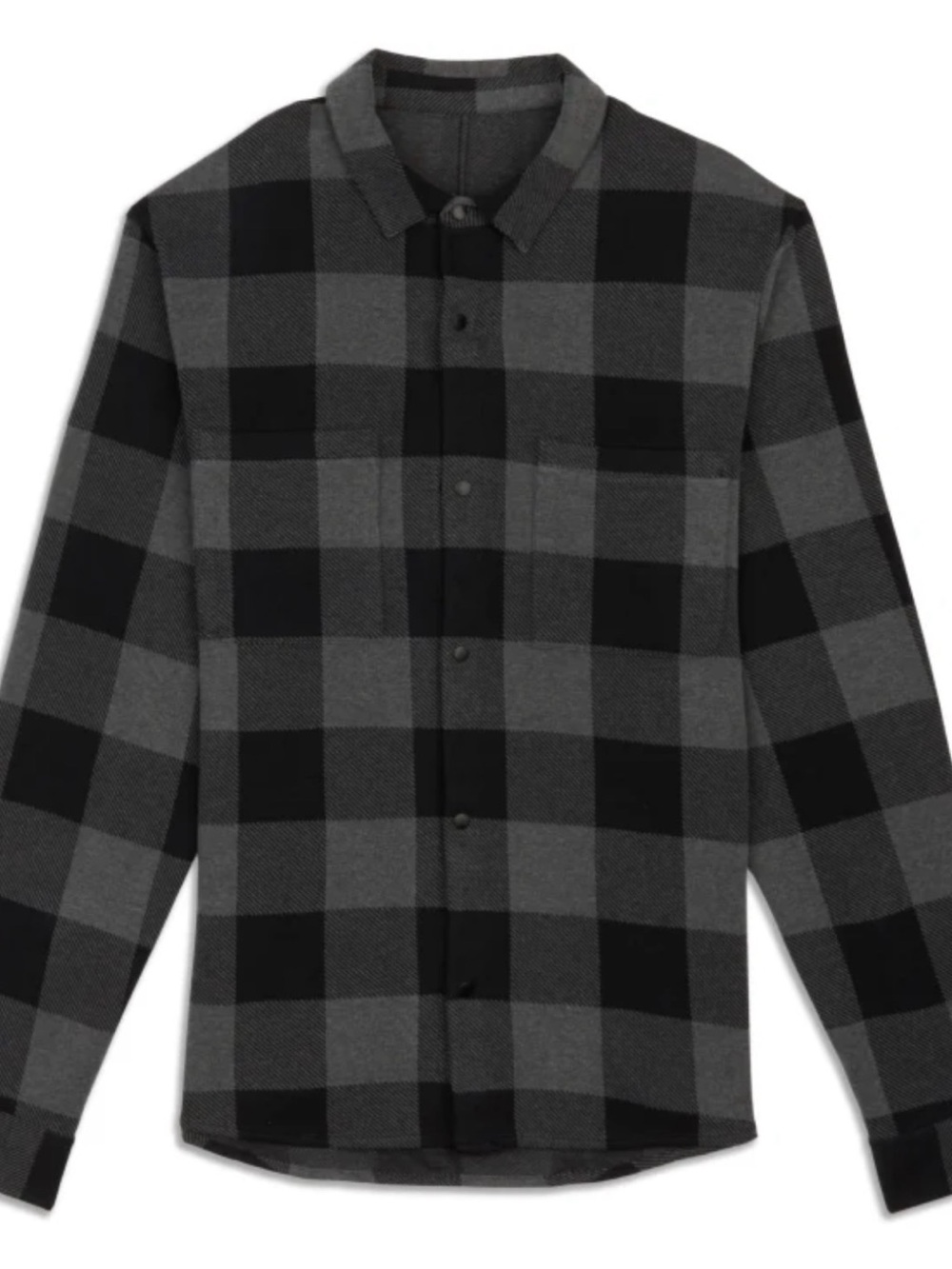 Lululemon Soft Knit Overshirt XL Gray Black Plaid Snap Front Shirt Jacket